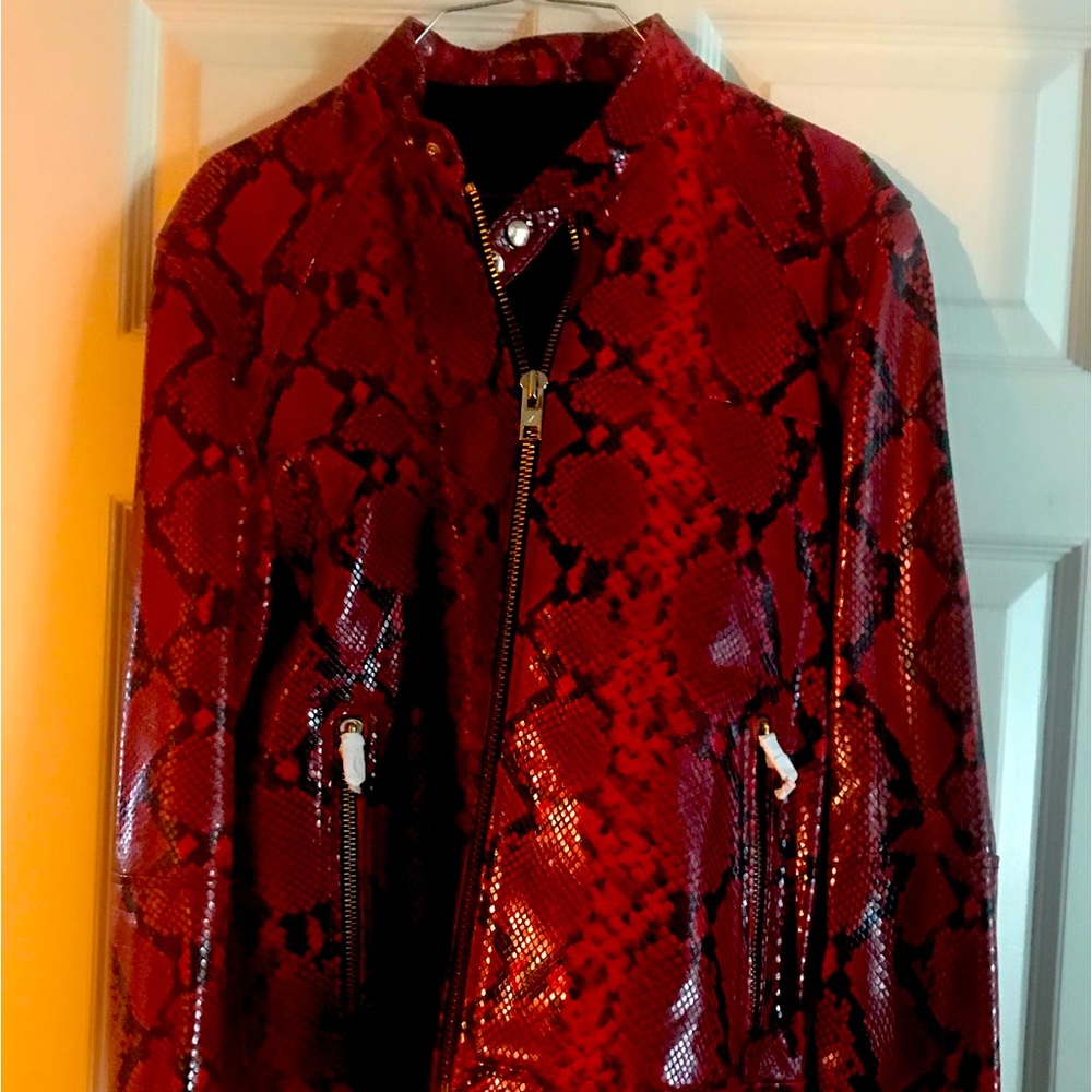 Mens Red Leather jacket by Farrell Jean Andrea made in Turkey